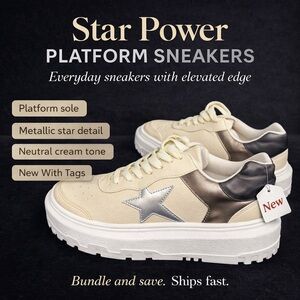 Tan shoes / sneakers with silver star on side